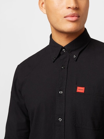 HUGO Red Slim fit Button Up Shirt 'Evito' in Black