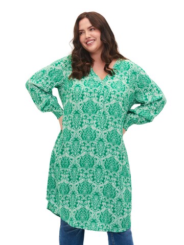 Zizzi Платье-рубашка 'Bella' в Зеленый: спереди