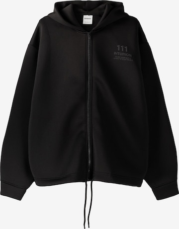 Bershka Sweat jacket in Black: front