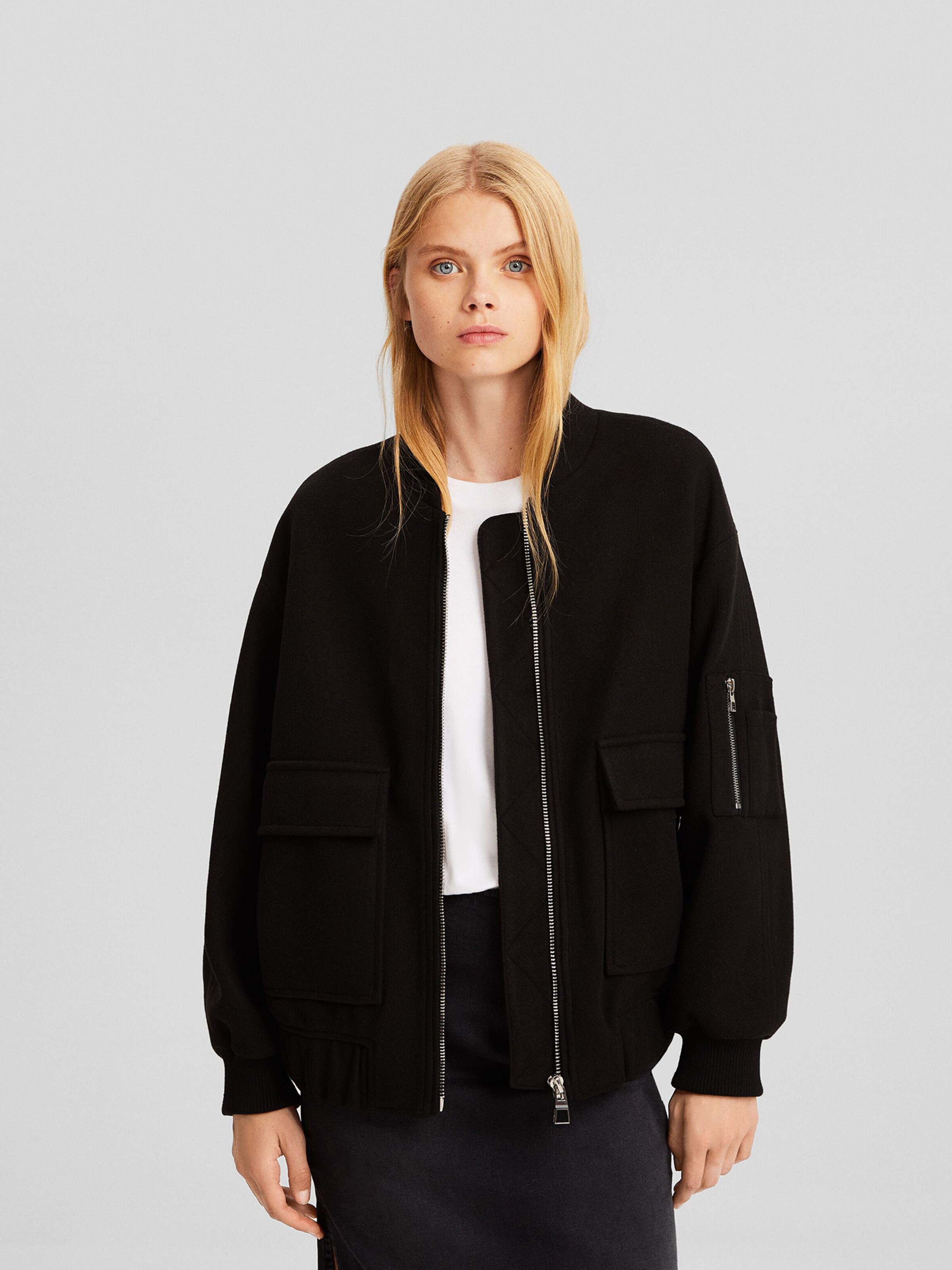 Bershka Between Season Jacket in Black ABOUT YOU