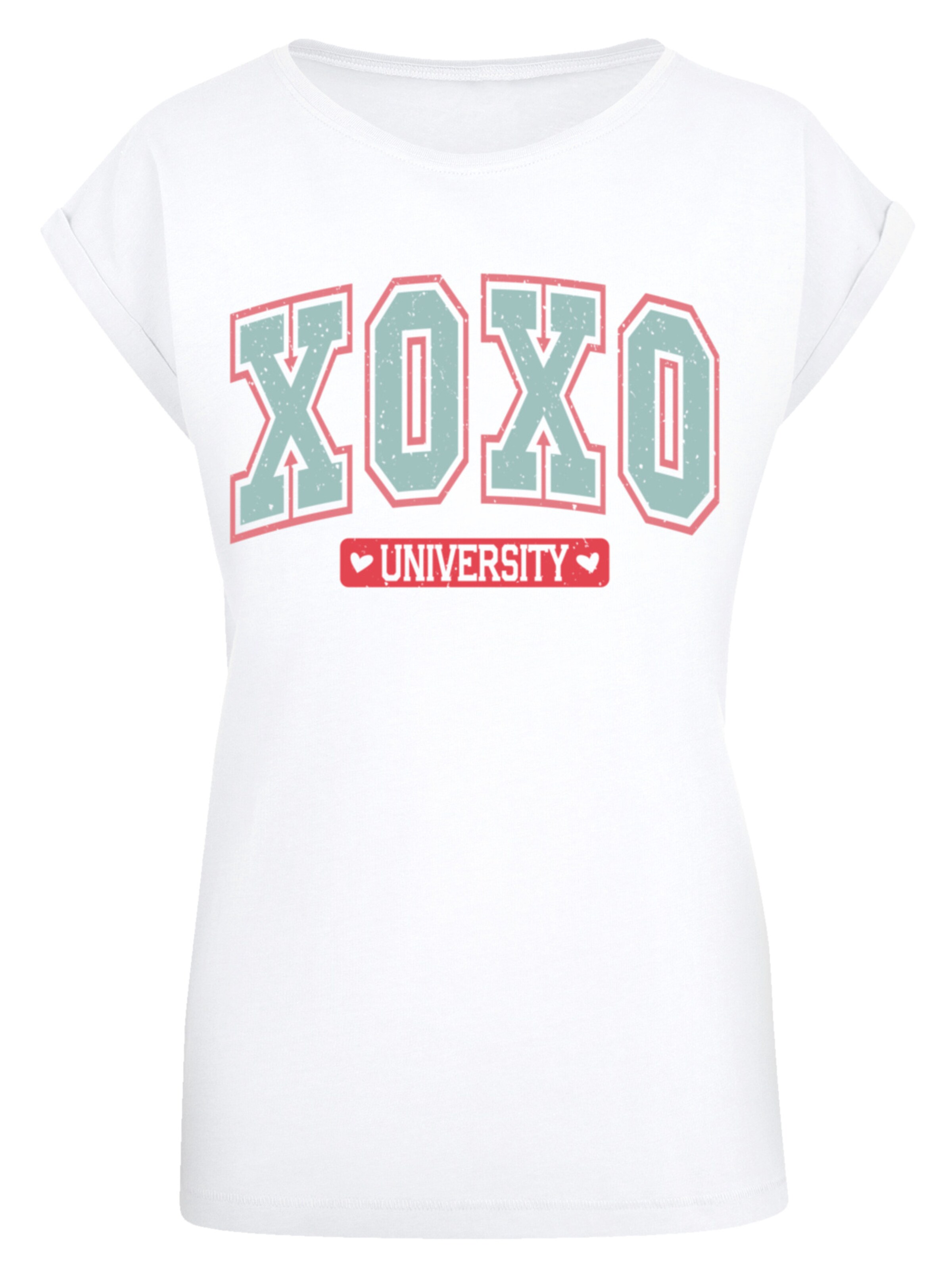 F4NT4STIC T-Shirt 'XOXO University Valentinstag' in Weiß: Vorderseite