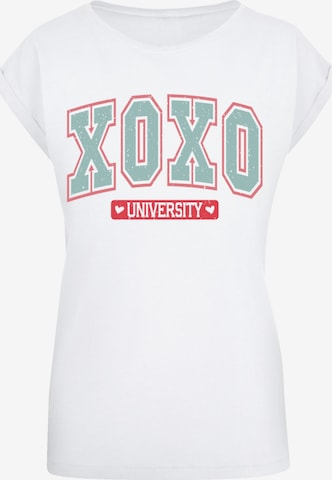 F4NT4STIC T-Shirt 'XOXO University Valentinstag' in Weiß: Vorderseite
