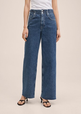 Wide leg Jeans de la MANGO pe albastru: față