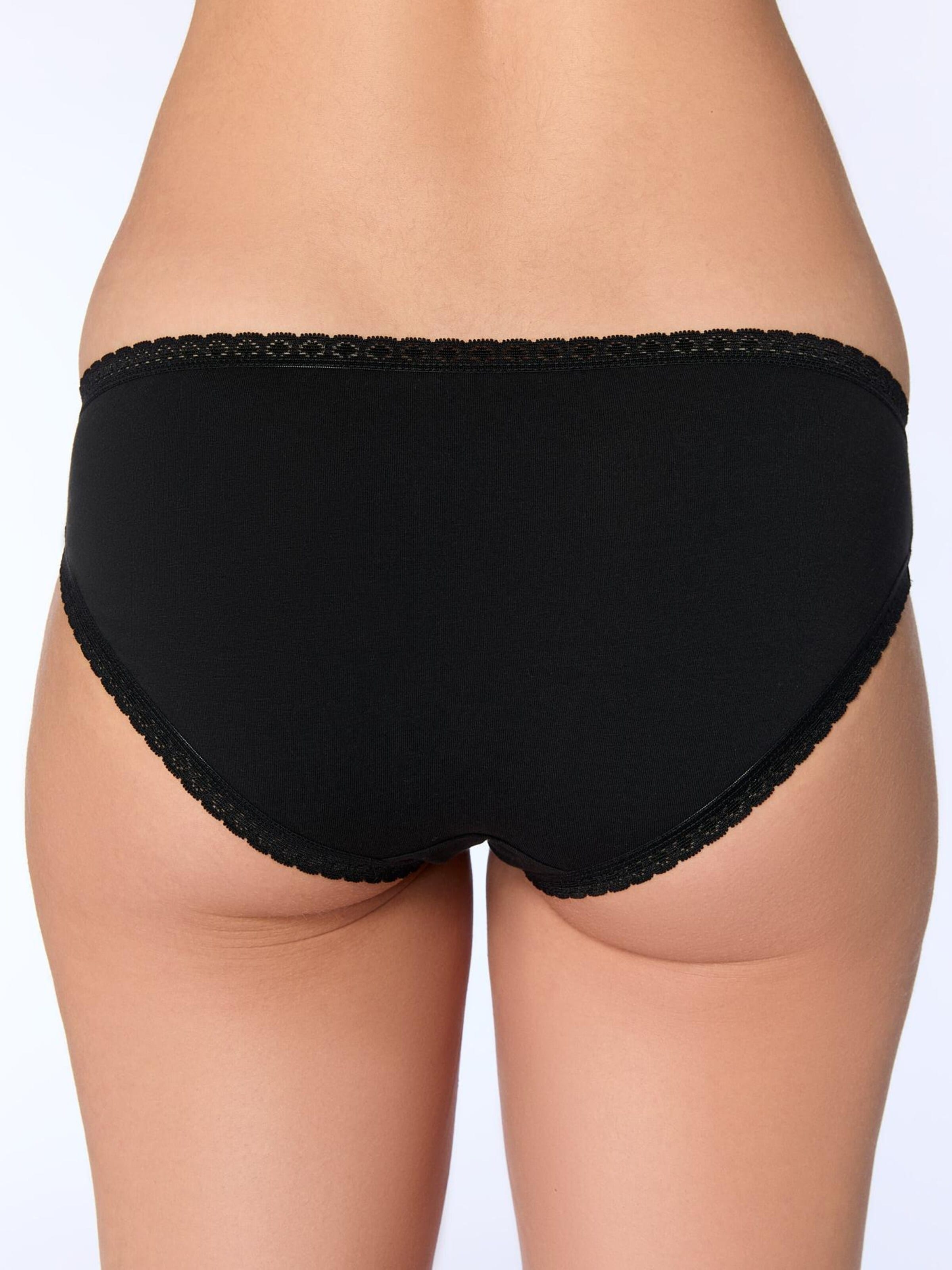 Albero Natur Panty 'Bio-Baumwoll-Slip mit Spitze – 4er Pack' in Black