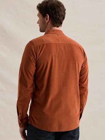 PME Legend Regular fit Overhemd 'Corduroy shirt with chest embroidery' in Bruin