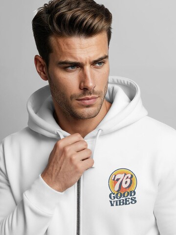 Neverless Zip-Up Hoodie 'Good Vibes '76' in White
