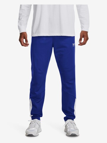 UNDER ARMOUR Tapered Workout Pants 'Tricot Fashion' in Blue: front