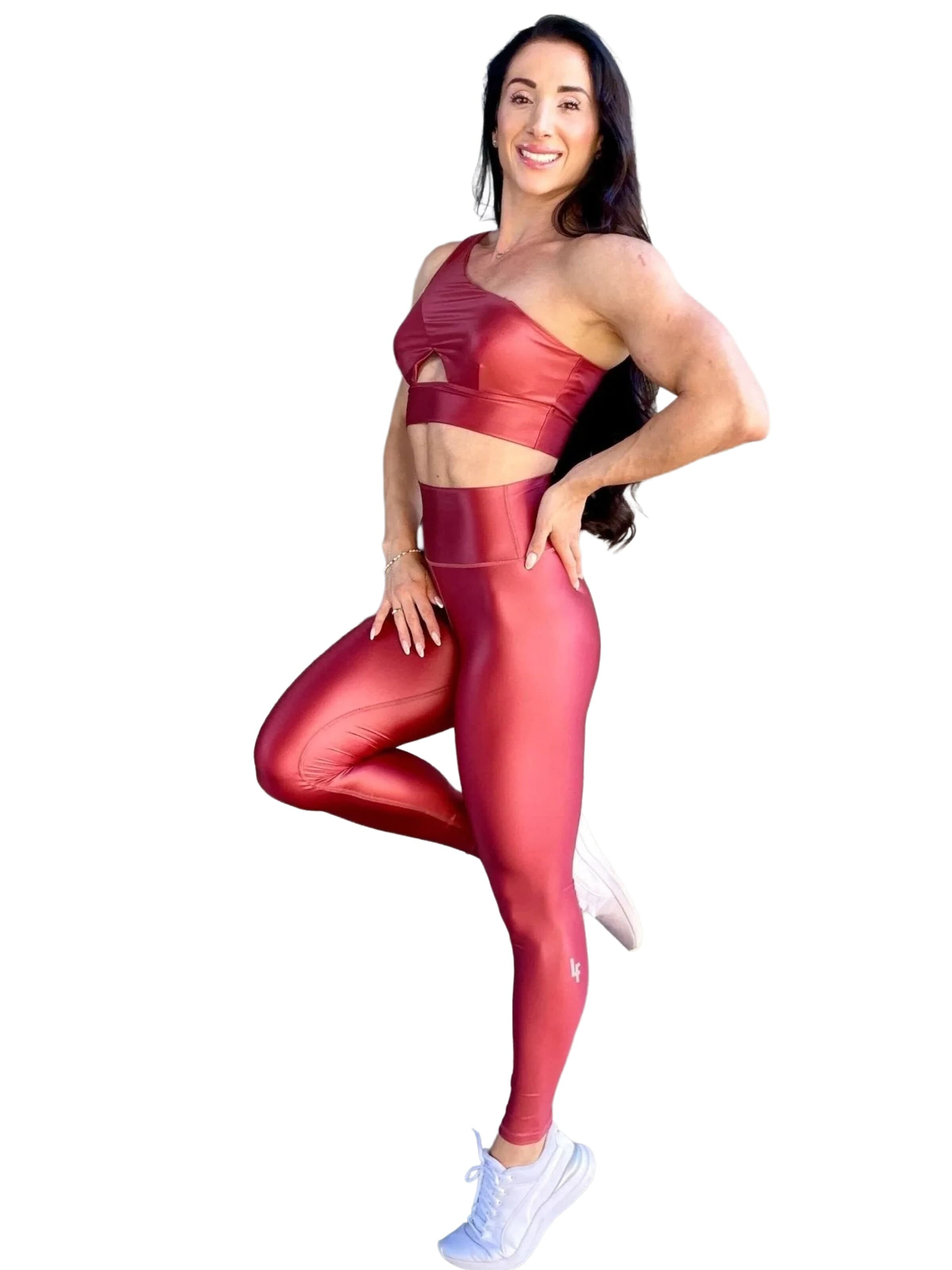 LUXFEELSkinny Tajice 'High-Waist Pearl Shine Leggings' - smeđa boja