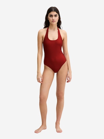 Marc O'Polo Bralette Swimsuit ' Shiny ' in Brown: front