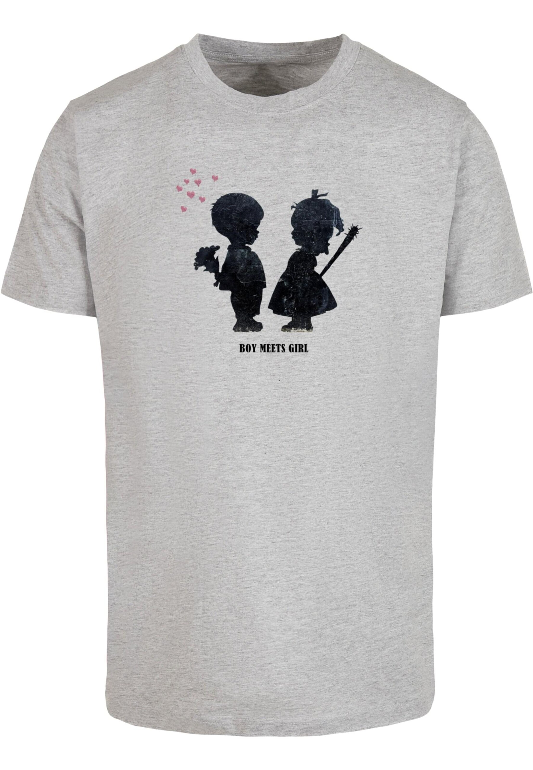 Merchcode Shirt 'Banksy - Boy Meets Girl' in Grey: front