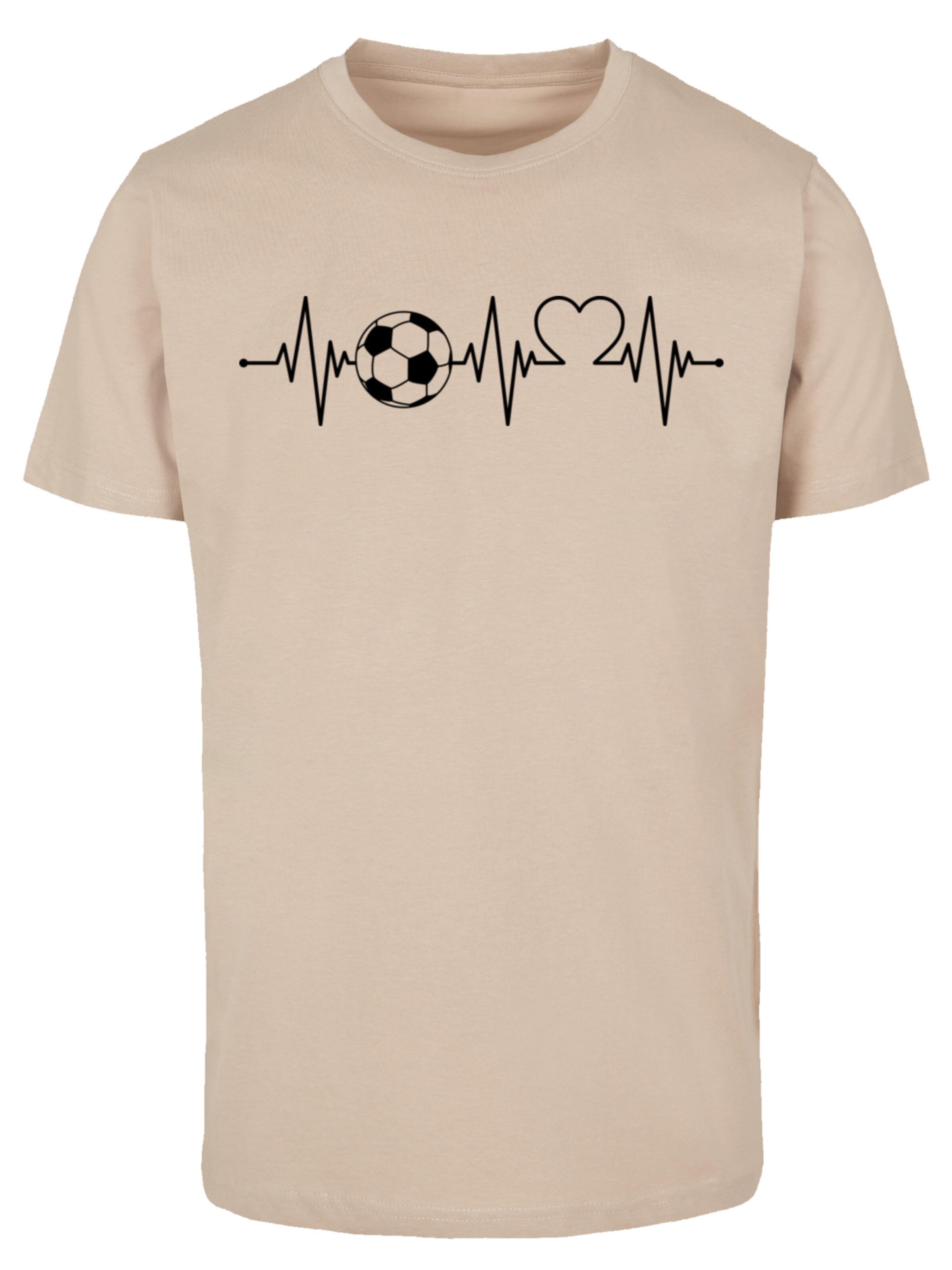 F4NT4STIC Shirt 'Heartbeat Soccer' in Beige: front