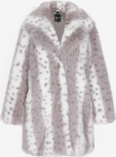 Žieminis paltas iš faina, spalva – pilka / balta, Prekių apžvalga