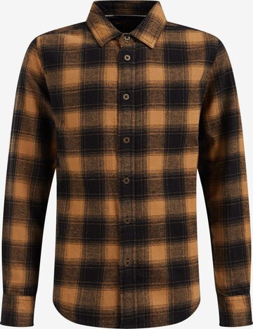 WE Fashion Slim fit Button Up Shirt in Brown: front