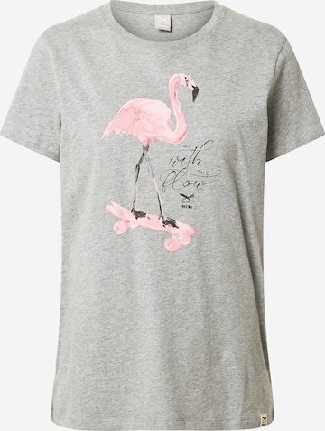 Iriedaily - Camiseta 'Flowmingo' en gris: frente