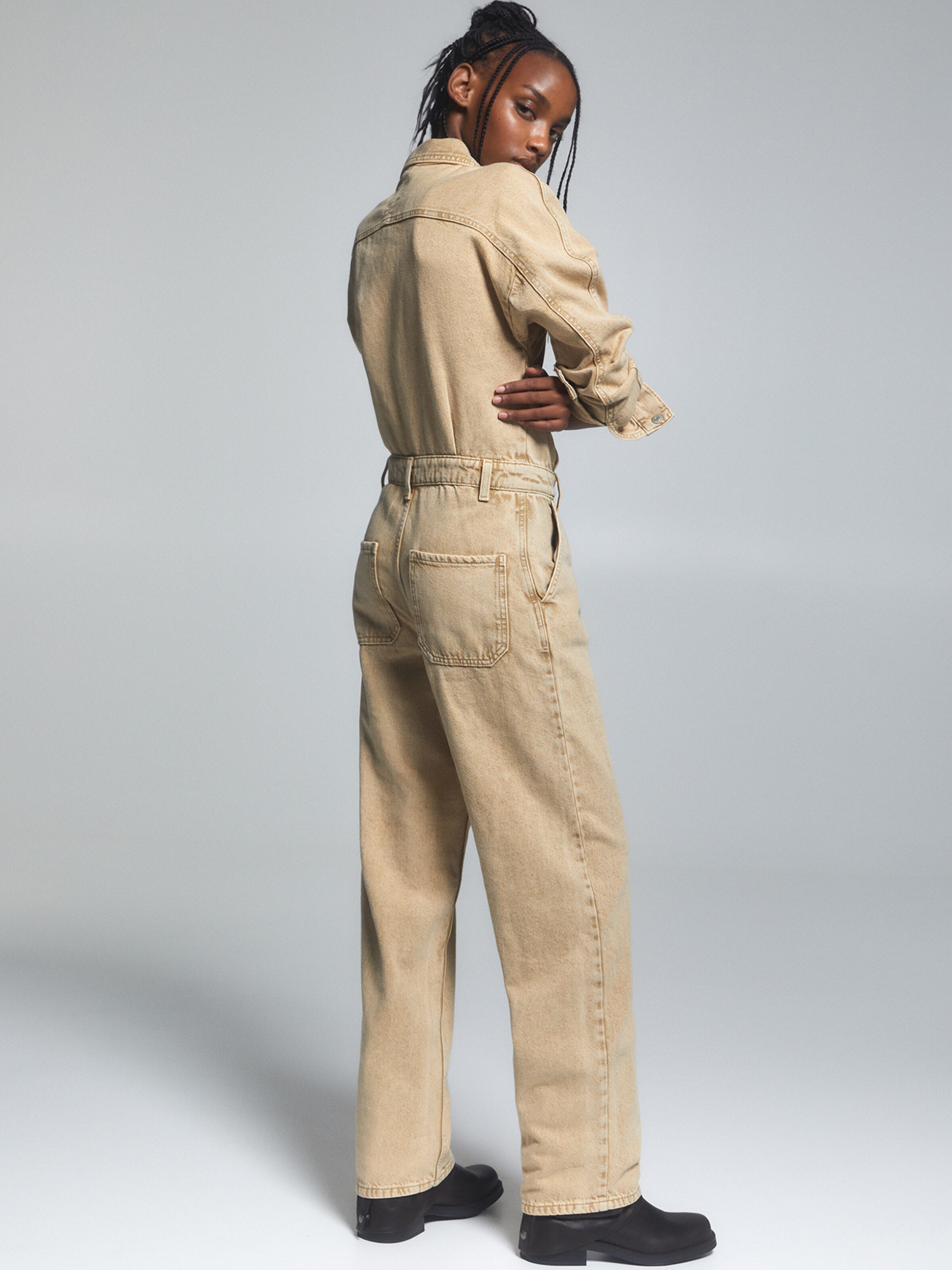 Beige jumpsuit sale