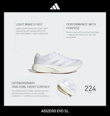 Sneaker de alergat 'Adizero Evo SL' de la ADIDAS PERFORMANCE pe alb