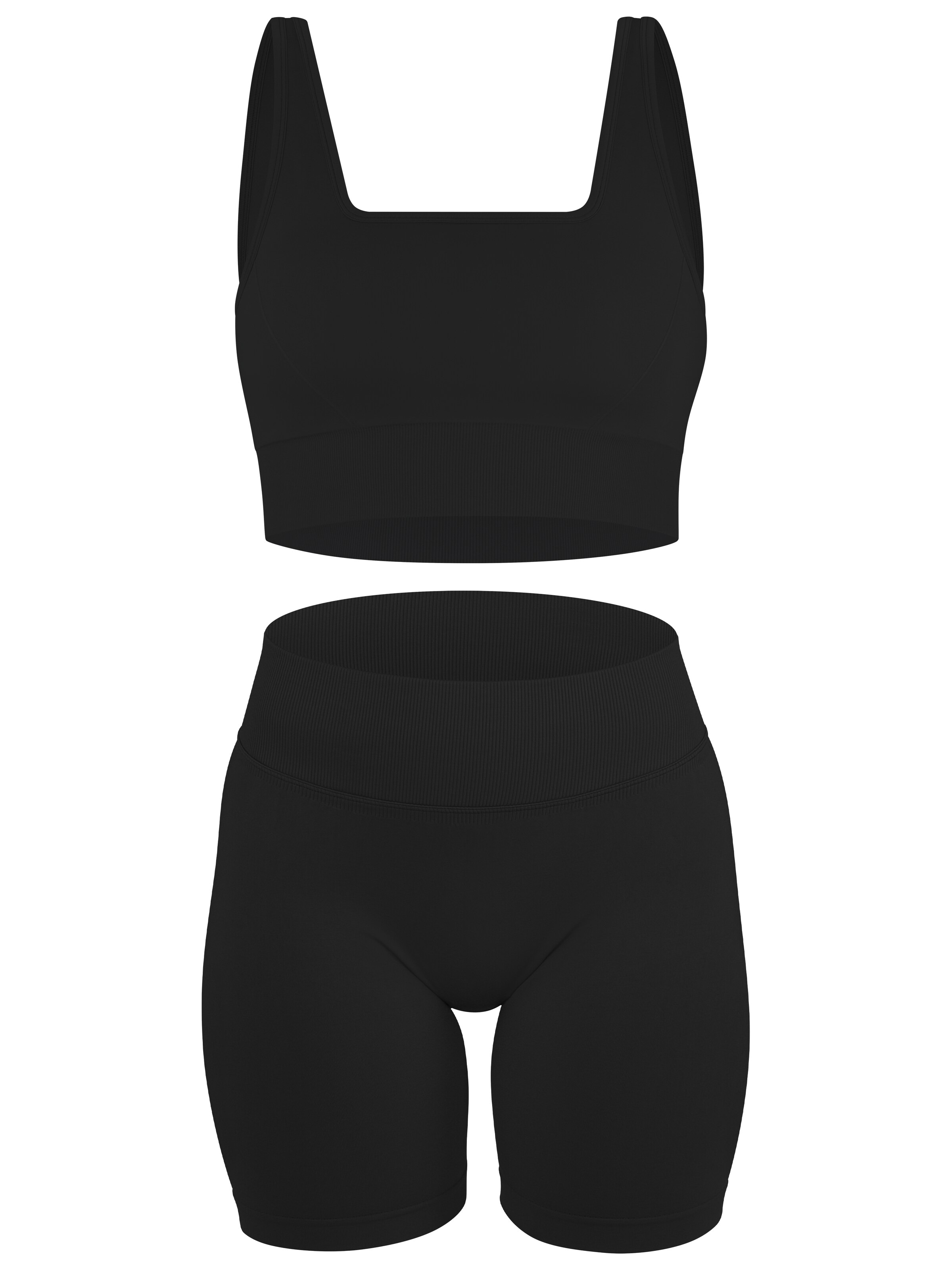 Circle Five Sportanzug 'Scrunch Shape Set (Push-Up Short und Medium Support Sport-BH)'‌‌‌‌‌ in Schwarz: Vorderseite