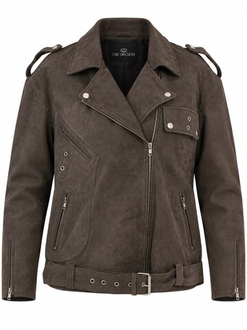 Chic and Clicks Between-Season Jacket 'Dakota Suede' in Brown: front