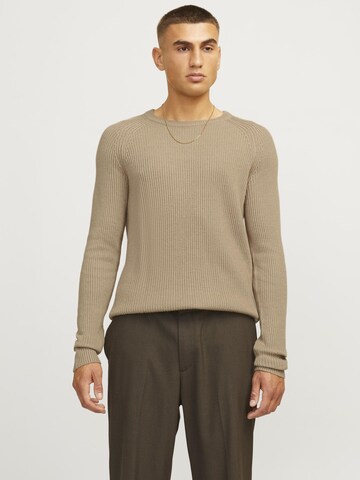 JACK & JONES Sweater 'JJPannel' in Beige: front