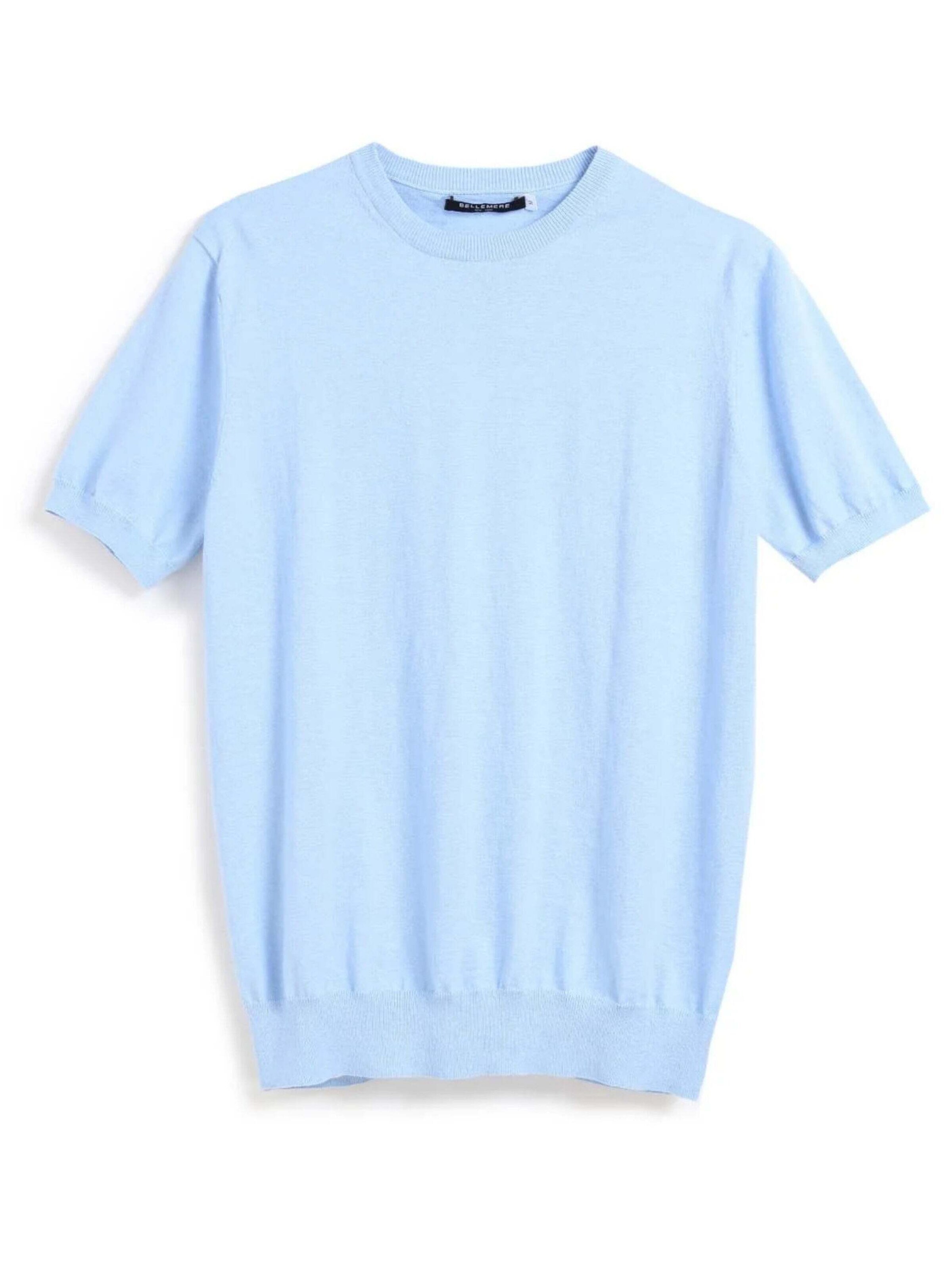 BELLEMERE NEW YORK Shirt 'Klassisches, schmal geschnittenes T-Shirt aus Baumwolle und Kaschmir mit Rundhalsausschnitt' in Blue: front