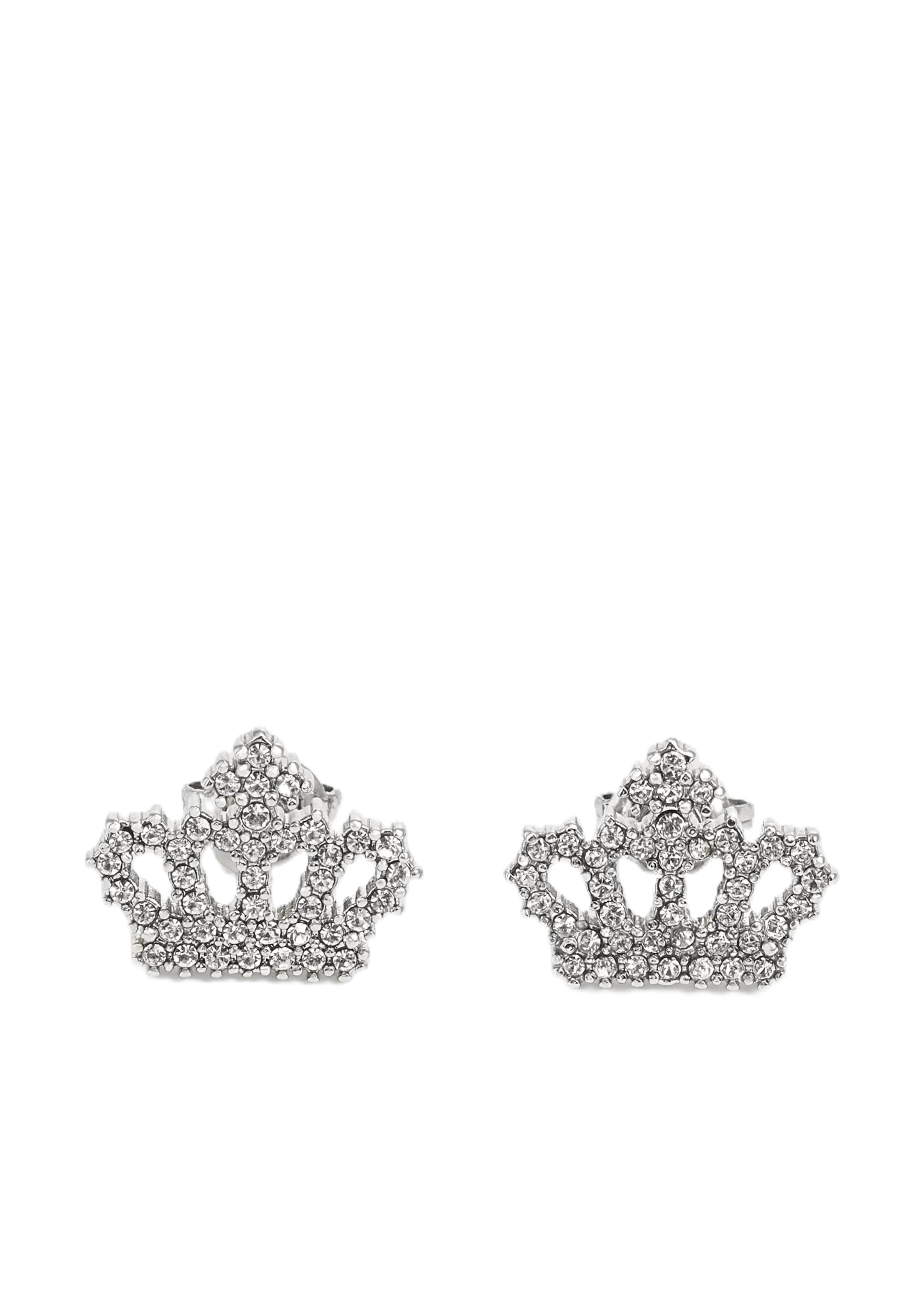 Juicy Couture Earrings 'Crystal Motif Crown Stud' in Silver: front