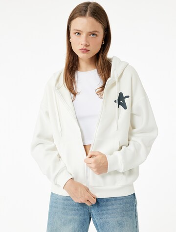 Koton Zip-Up Hoodie in Beige: front