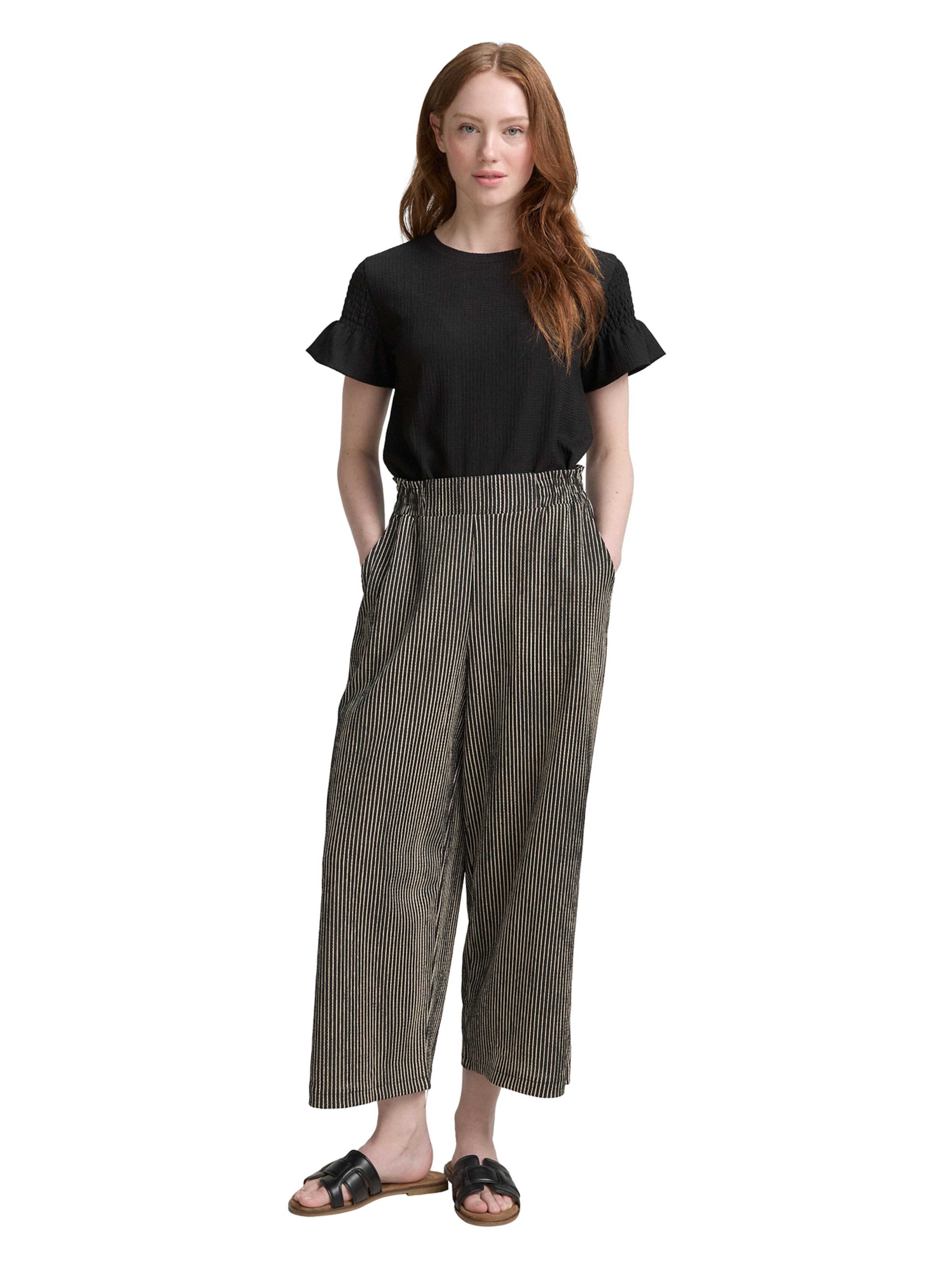 Wide leg Pantaloni di TOM TAILOR DENIM in nero