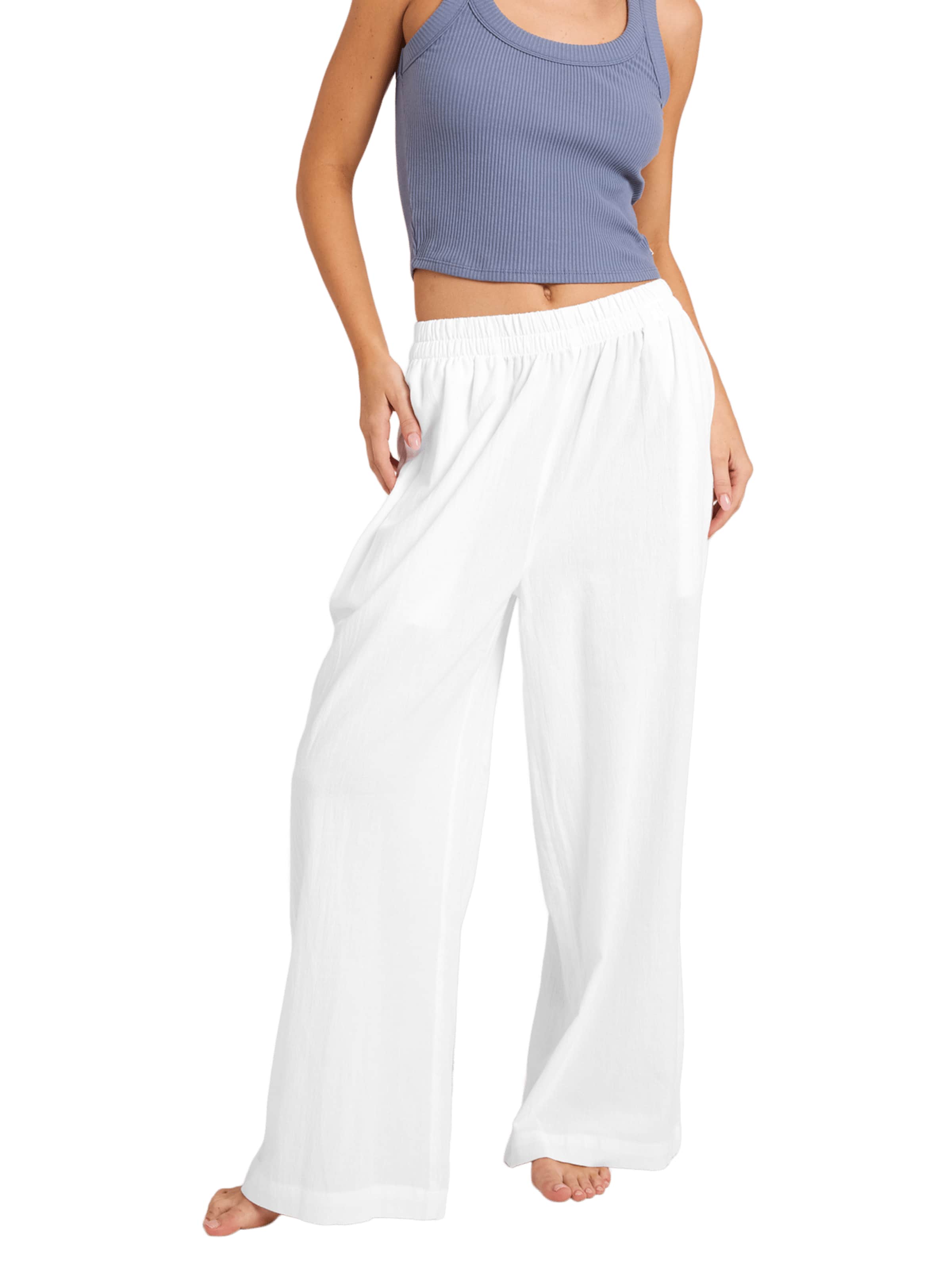 Wide Leg Pantalon 'Follow Me' BILLABONG en blanc : devant