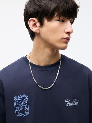 Pull&Bear Shirt 'PATH TO SELF DISCOVERY' in Blauw