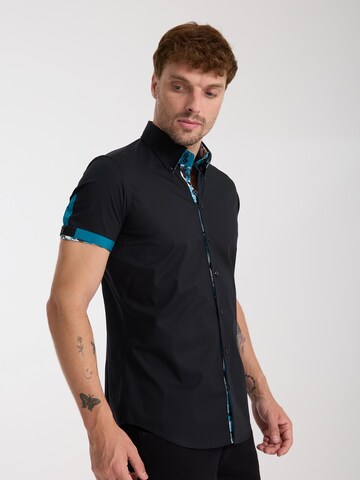 Slim fit Camicia business 'Roma' di 7Camicie in nero