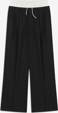 Wide Leg Pantalon à plis Twist en noir : devant