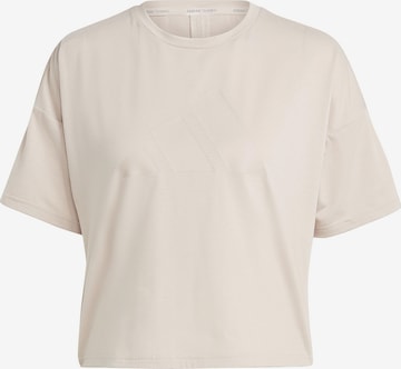 ADIDAS PERFORMANCE - Camiseta funcional 'Icons 3 Bar' en beige: frente
