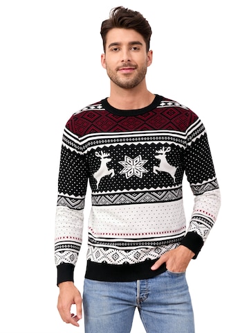 KoJooin Sweater 'Rentier und Schneeflocken' in Black: front