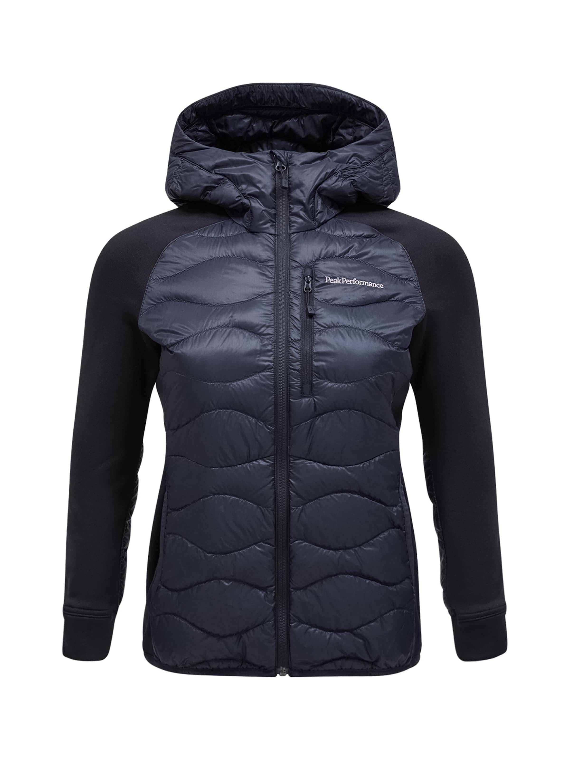 PEAK PERFORMANCE Funktionsjacke W Helium Down Hybrid Hood in Schwarz: Vorderseite