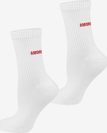Nur Die Basicsocken ' Good Vibes ' in Weiß: Vorderseite