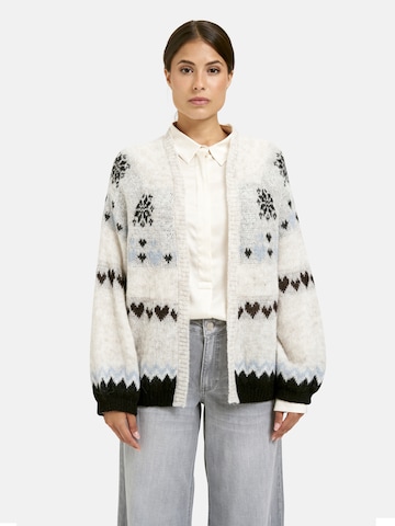 Milano Italy Cardigan mit Intarsienmuster in Weiß: Vorderseite