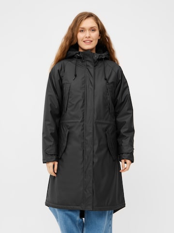 Derbe Funktionsmantel in Schwarz: Vorderseite