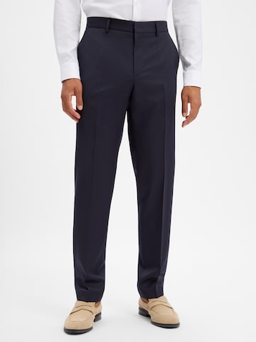BOSS Regular Pleated Pants ' Lenon' in Blue: front