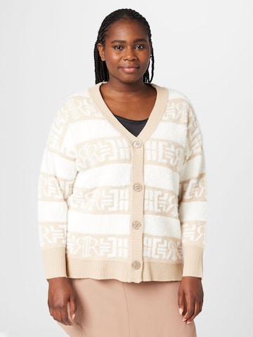 River Island Plus Knit cardigan 'ZEBRA' in Beige: front