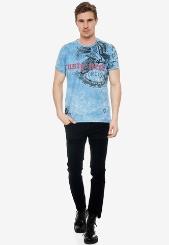 Rusty Neal Cooles T-Shirt mit angesagtem Print in Blau