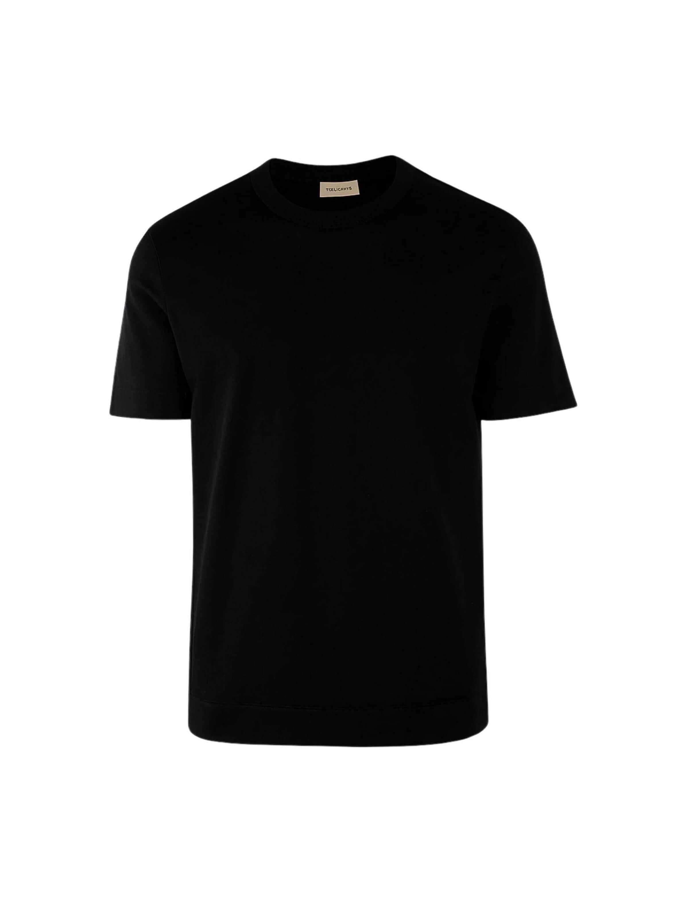 Paolo Pecora Milano Shirt 'Crew neck cotton t-shirt' in Zwart: voorkant