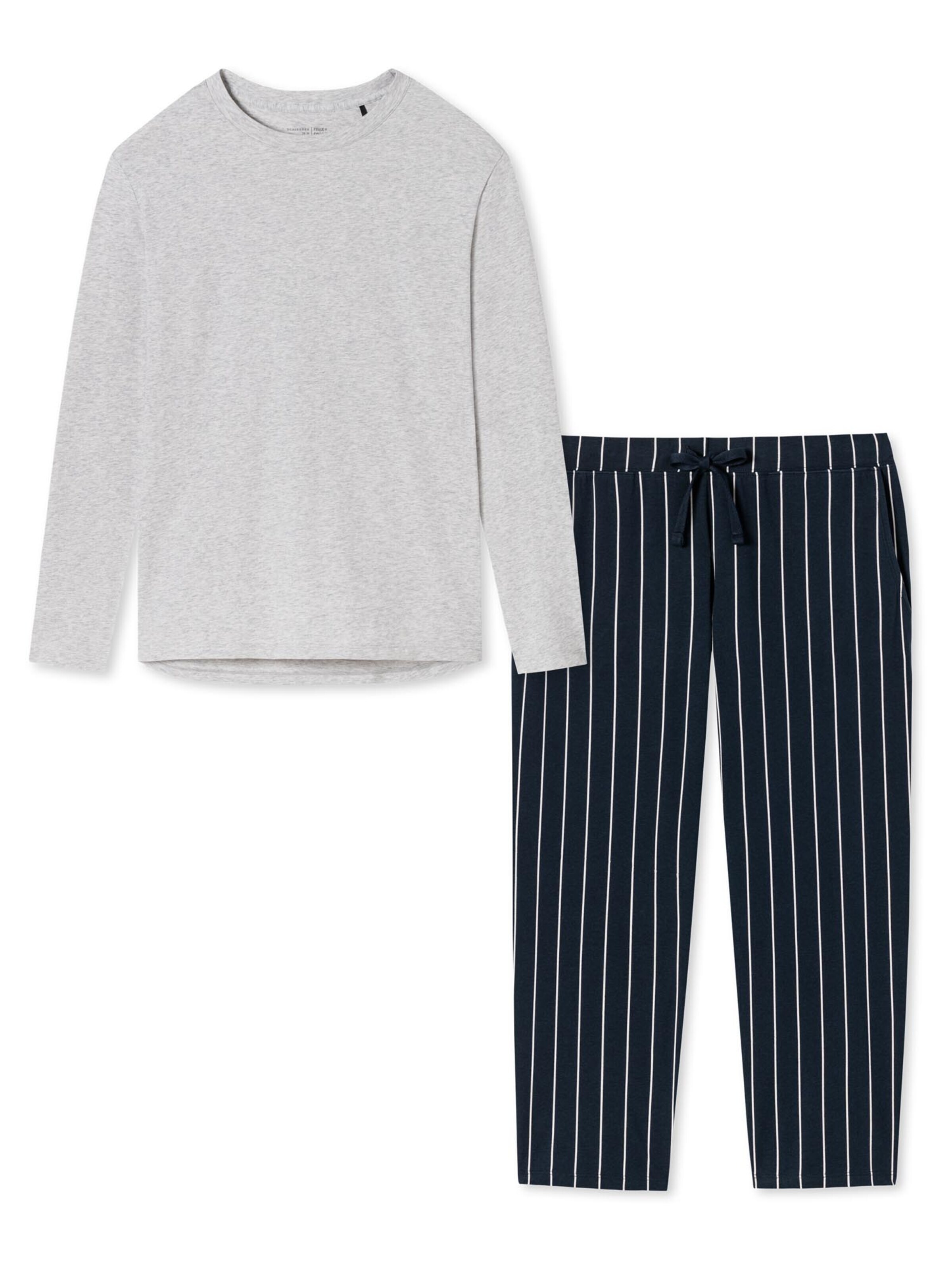 SCHIESSER Pyjama 'Cotton' in Grijs: voorkant