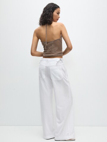 Pull&Bear Wide leg Broek in Wit