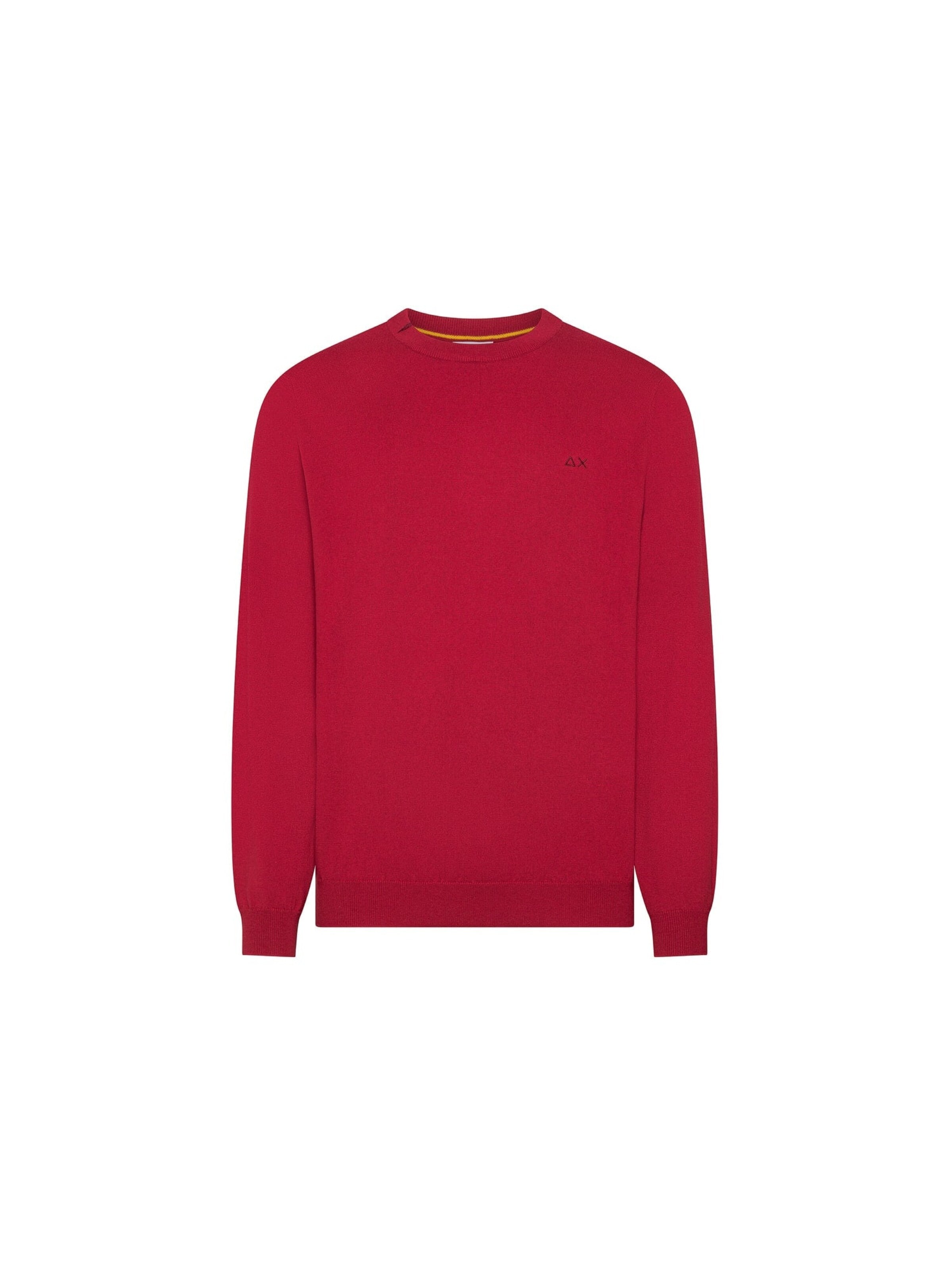 Pull-over 'Men's Crew Neck Sweater in Fire Red Wool and Cotton' SUN68 en rouge : devant