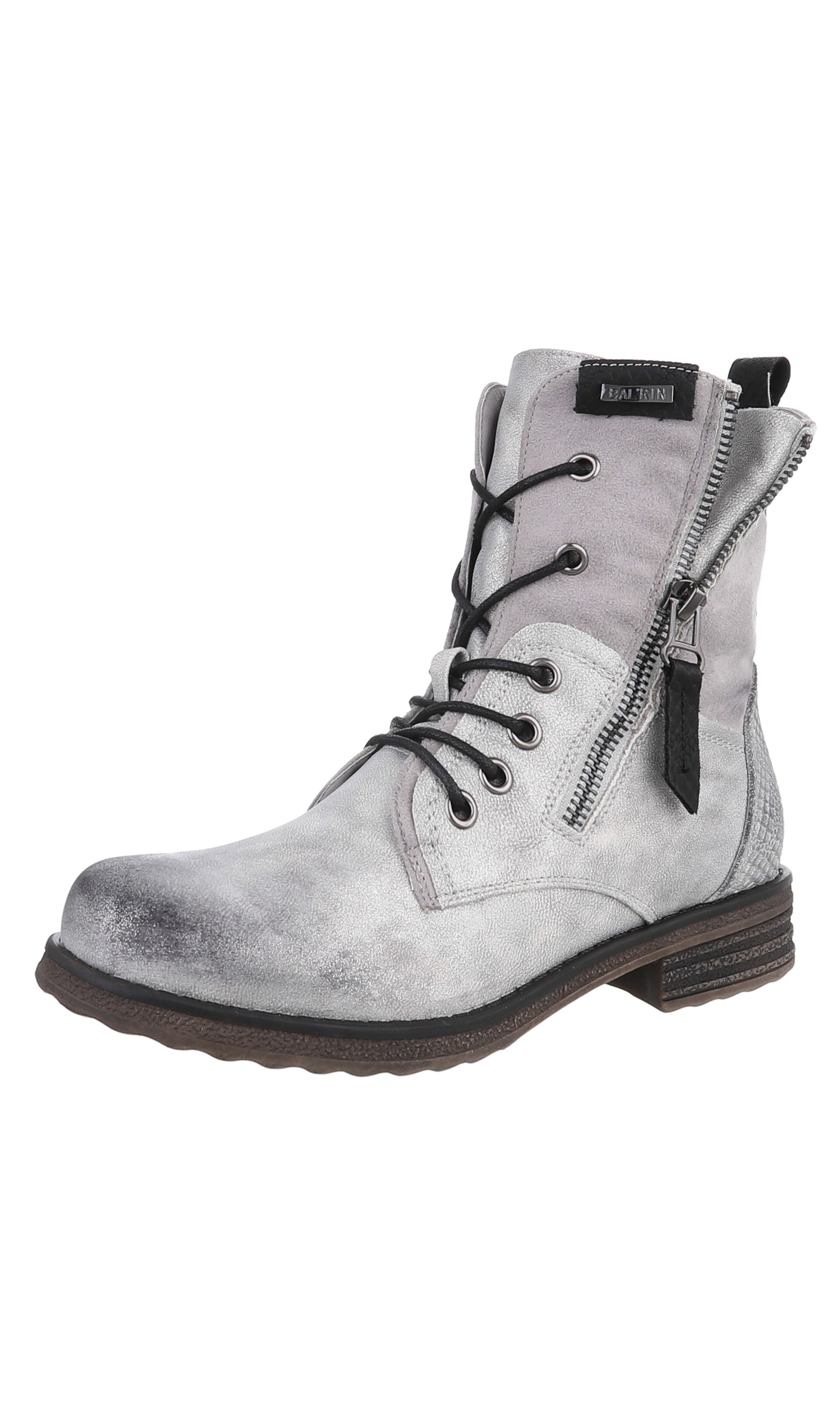 Ital-Design Lace-Up Ankle Boots in Silver
