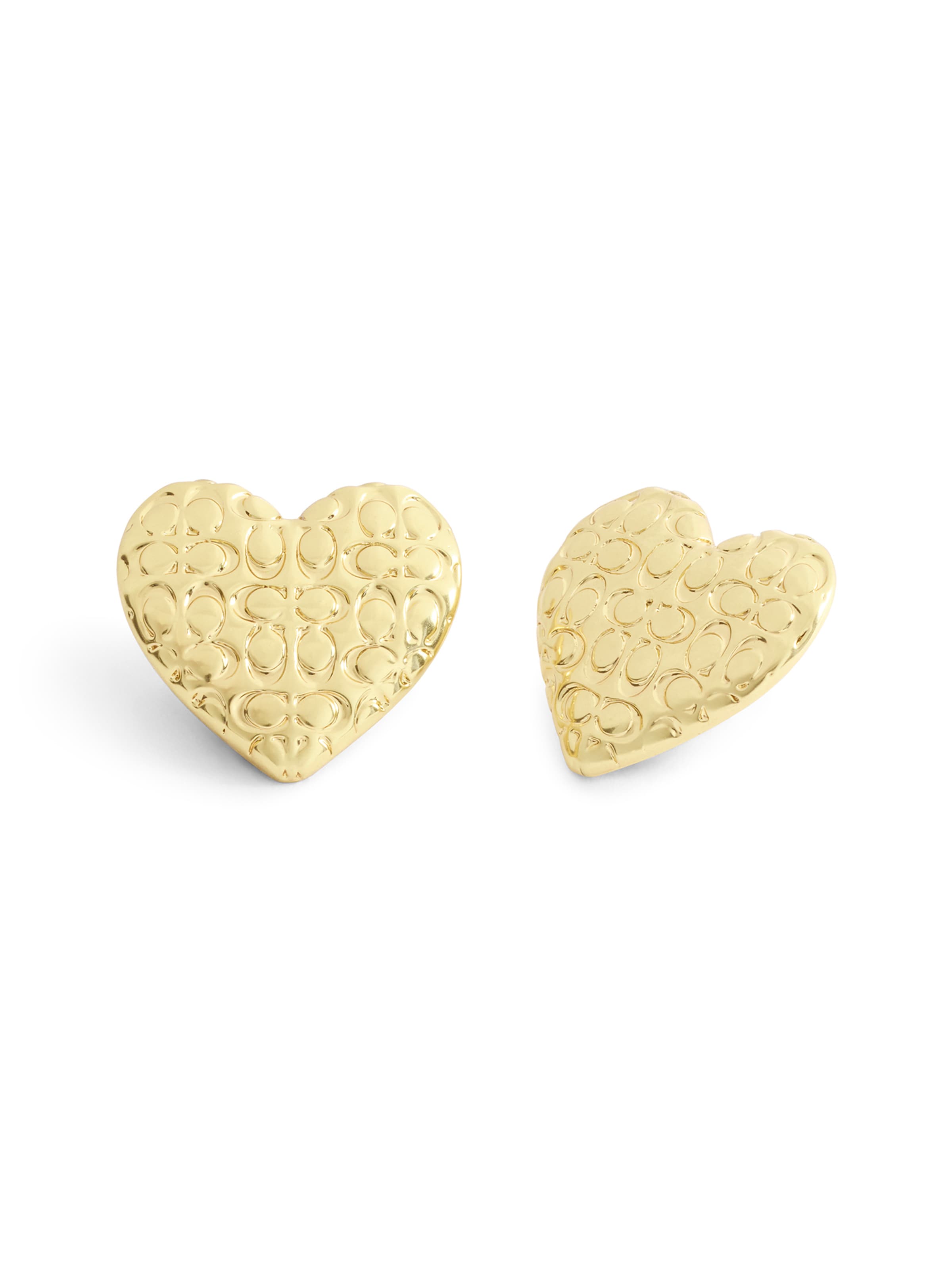 COACH Σκουλαρίκια 'Signature Quilted Heart' σε χρυσό: μπροστά