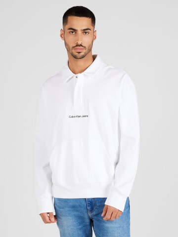 Calvin Klein Jeans Sweatshirt 'INSTITUTIONAL' i hvid: forside