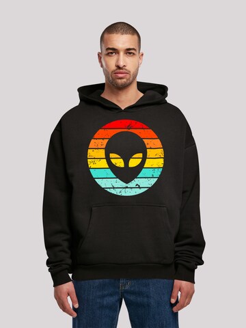 F4NT4STIC Sweatshirt 'Alien Retro Sonnenuntergang' in Schwarz: Vorderseite