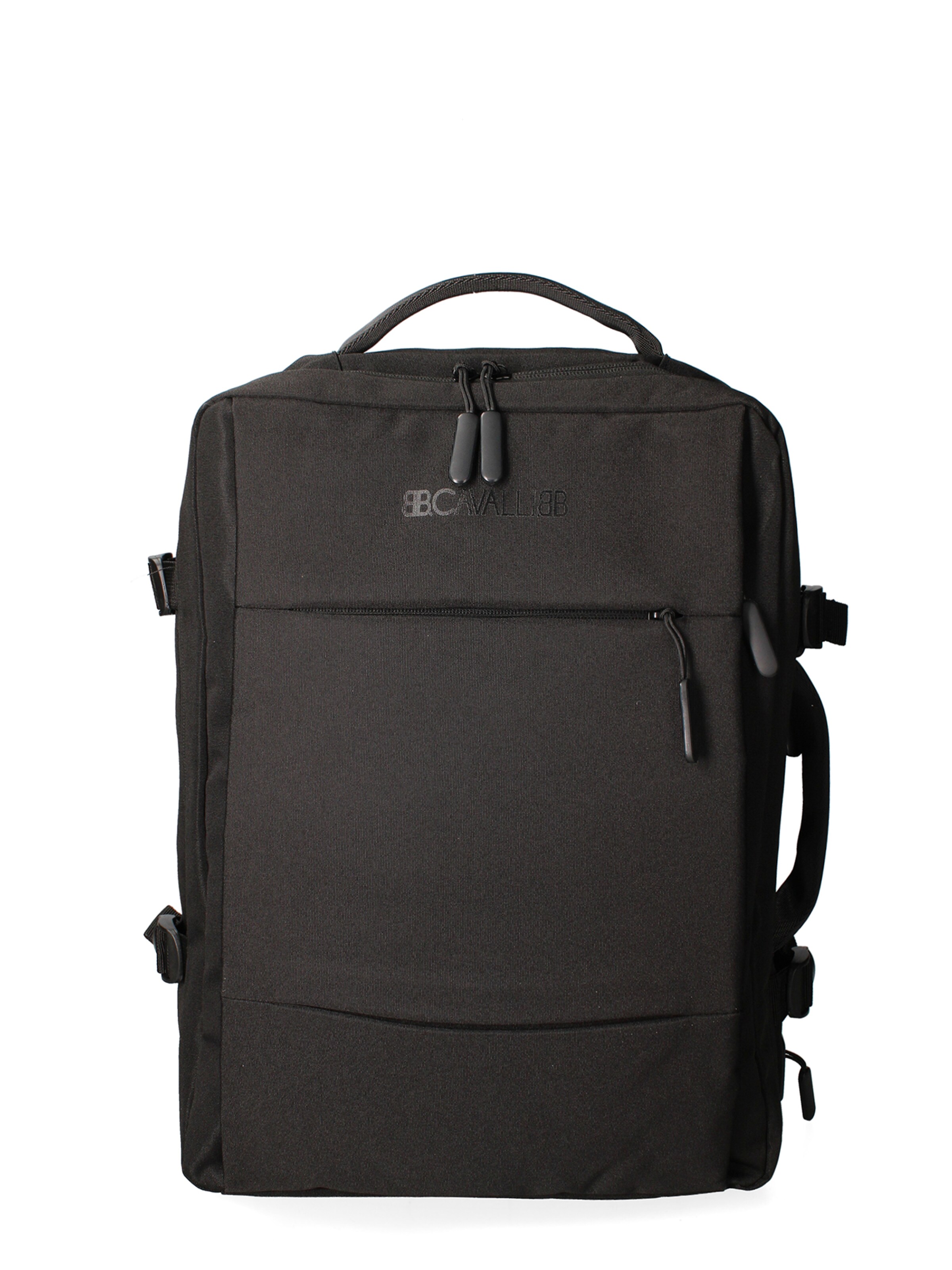 Zaino 'Zaino Unisex Nylon 100% con Zip e Tasche Multifunzionali - 30x42x16 cm' di B. Cavalli in nero: frontale