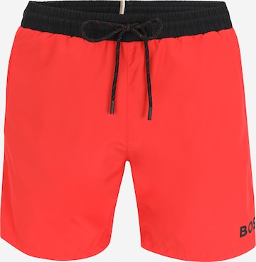 BOSS Black Board Shorts 'Starfish' in Red: front